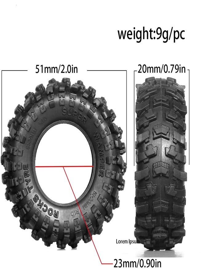 Dantenron 1.0 RC Rubber Crawler Tires With Foam Insert All Terrain 1/24 1/18 Rock Mud Wheel Tyres For 1:18 1:24 Crawler Car Axial SCX24 FMS AX24 FCX18 FCX24 TRX4M 1.0" Beadlock Hubs 4PCS - Image 3